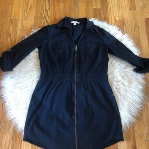 Michael Kors Navy Blue Zip Front Cotton Dress